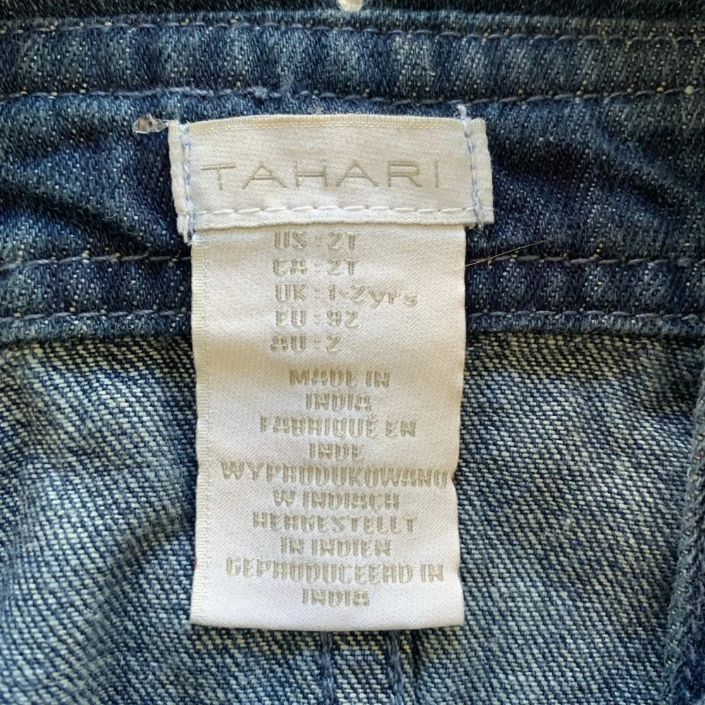 Tahari Dark Blue Denim Overall Dress - 2T - India Cotton 100% EUC - Picture 9 of 11